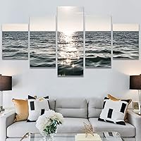 SIGNWIN 5 Panel Canvas Wall Art Modern Art Landscape Multicolor Photography Relax/Calm Rocky Romantics for Home Decorations Ready to Hang - 60
