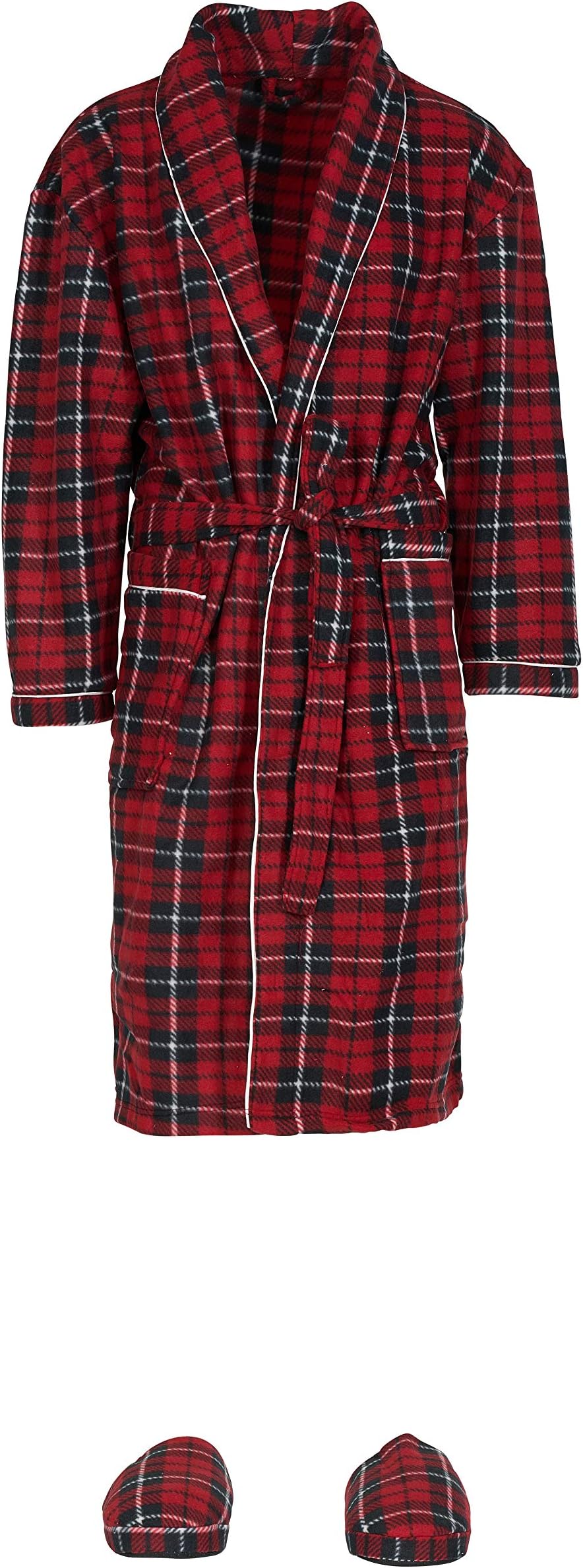 Personal Touch Unisex Printed Polar Fleece Belted Robe & Slipper Set