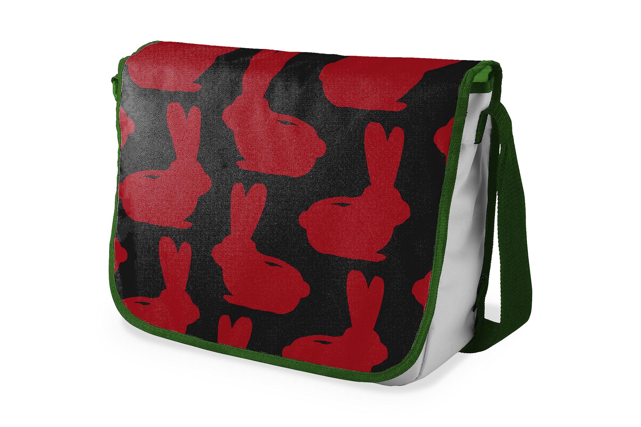 Bonamaison Digitally Printed Messenger School Bag with Khaki Strap for Students, Cross Body Bag, Courier Bag, Shoulder Bag for School, Back to School, Size: 29x36 Cm