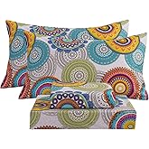 Bedlifes King Sheet Set Ultra Soft, Breathable, Silky Flower Deep Pocket 100% Microfiber Bedding, 4 Piece King Size Mandala Patterned