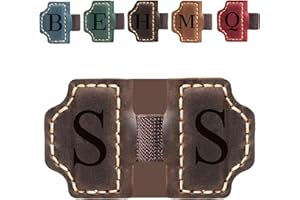 BPTZPL Personlized Magnetic Leather Bookmarks with Pen Holder, Customized Book Marks Clip 26 Letters Bookmark for Reading Women, Men, Cute Initials Book Markers for Book Lovers (Dark Brown, S)