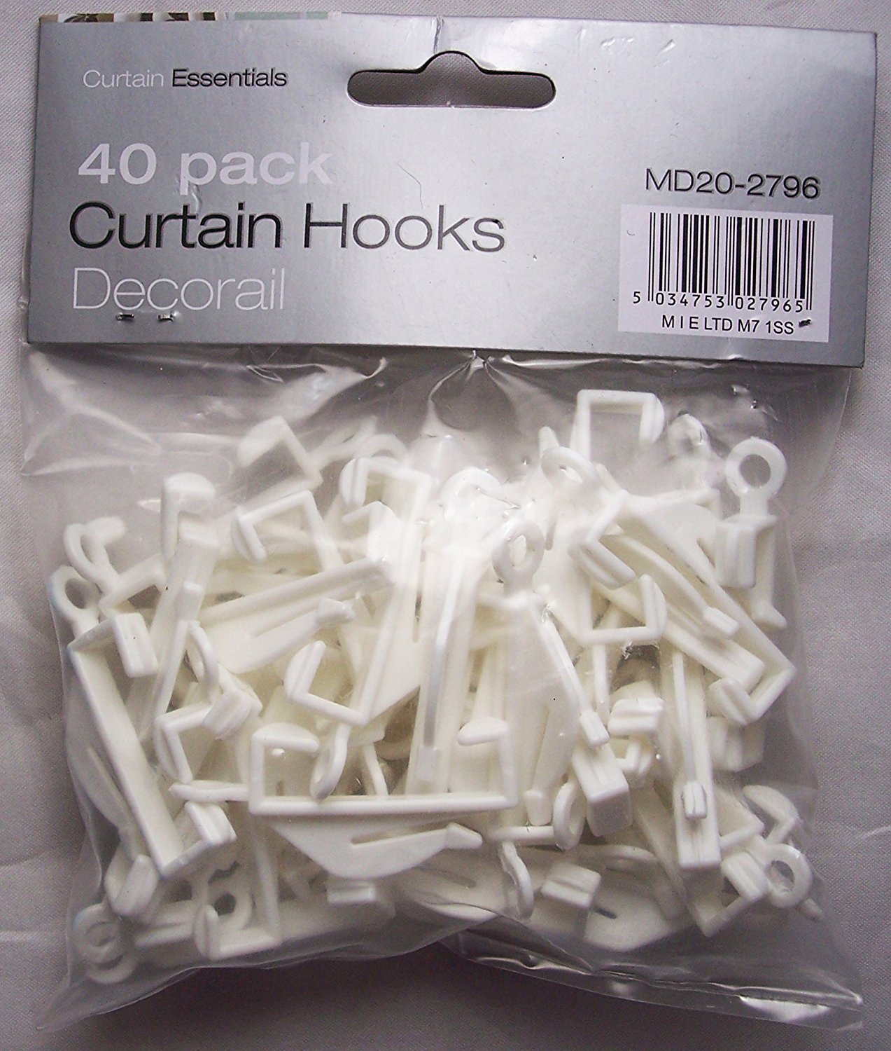 Curtain Hooks Decorail 40 Pack Office Products