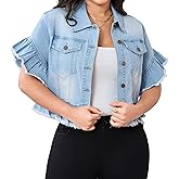 SeNight Women's Jean Jacket Long Sleeve Classic Distressed Fray Hem Tassels Denim Trucker Jackets