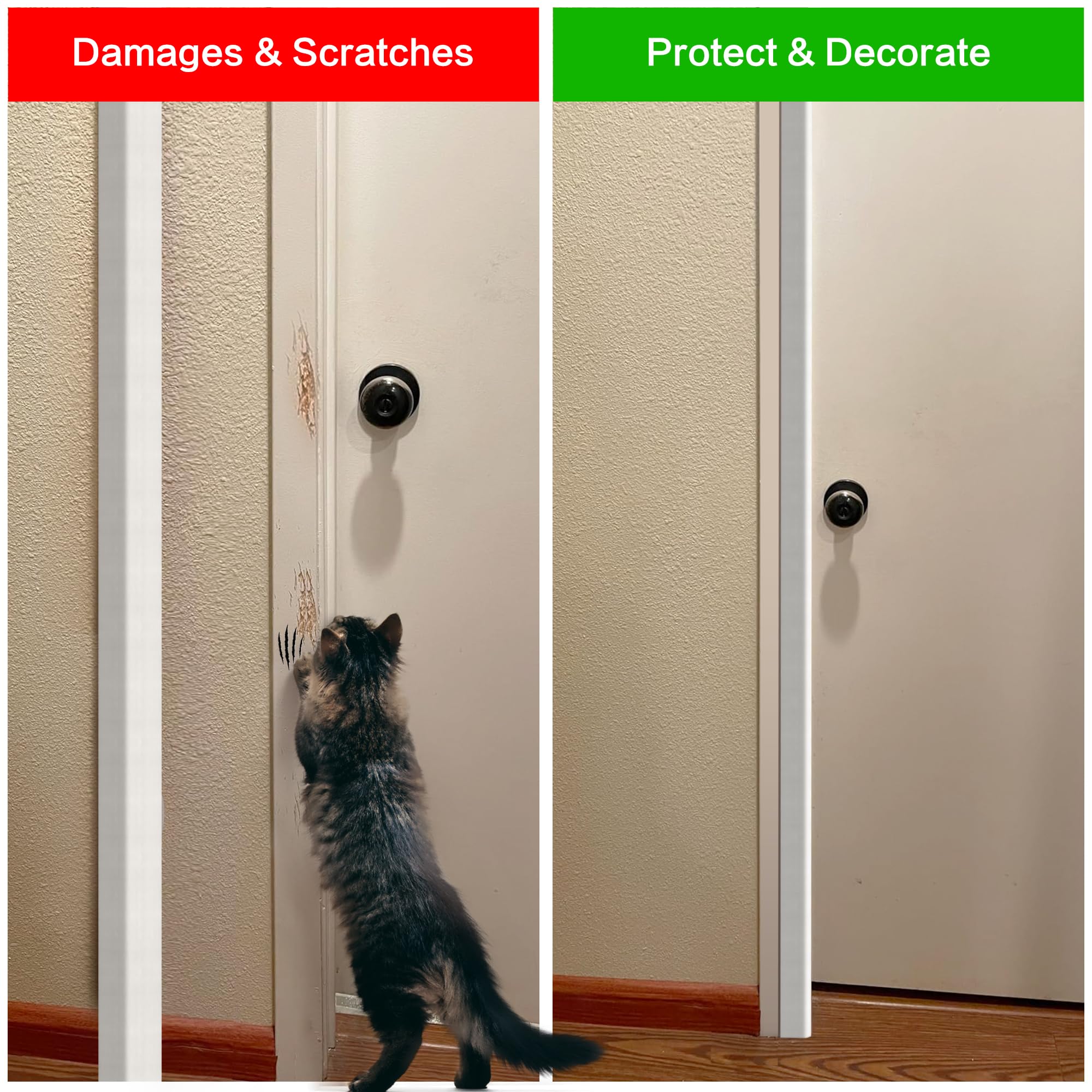 ‎Frychee Wall Corner Protector, Walls Edge Protector，Self-Adhesive Wall Corner Guards,PVC Double Side Edge Protector， Furniture Stairs Guard (White Self-Adhesive, 2pcs x 47.2’’L x 1.97’’W)