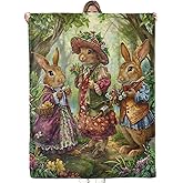 Bidesk Charming Rabbit Family Blanket - Soft, Fuzzy, Lightweight, Cozy & Warm Flannel Dressed-Up Bunny Throw Blankets, for Men Women Adults - Perfect for Couch, Bed, Travel & Living Room 60"×50"