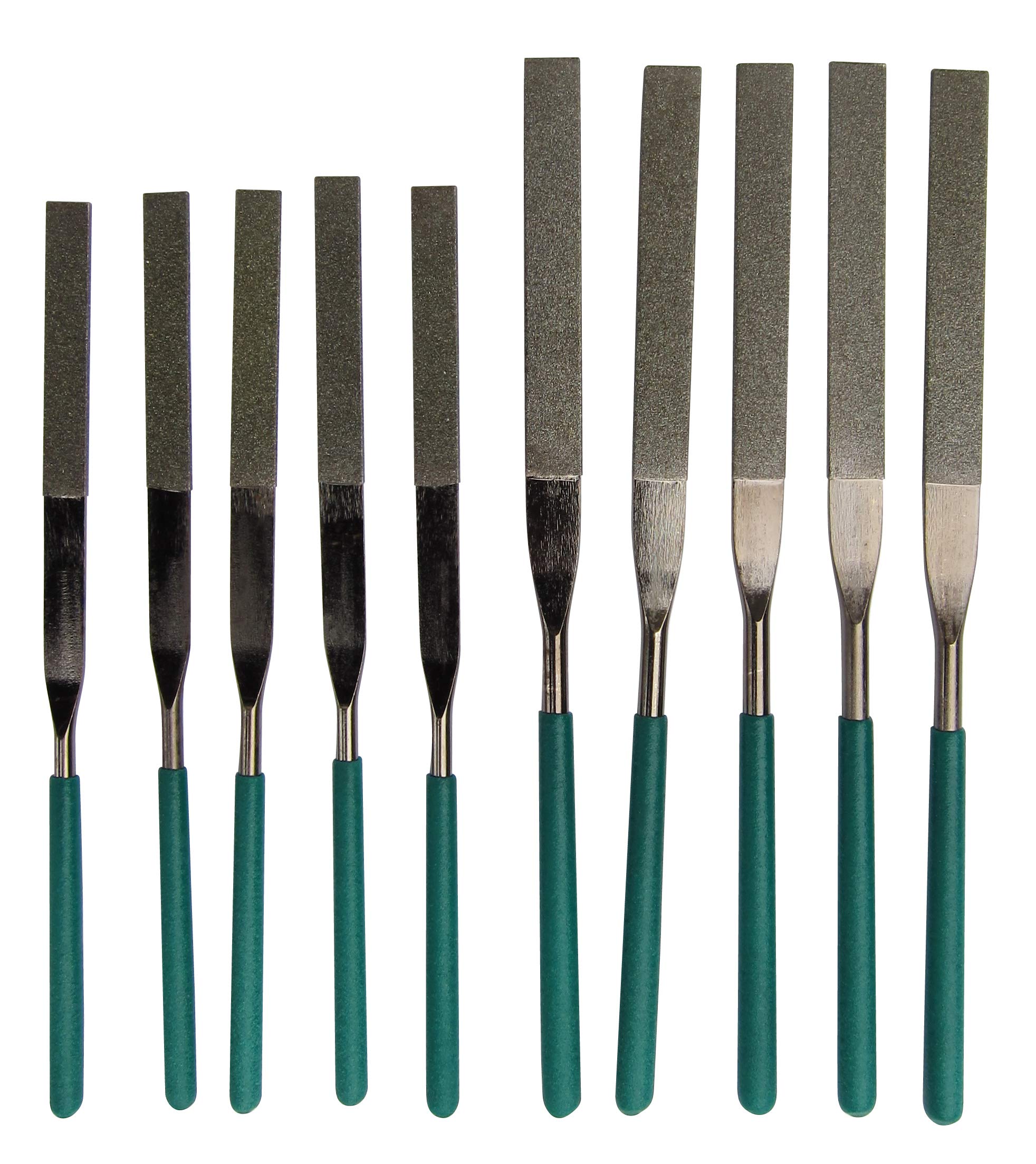 Black Nickel Diamond Needle Files 7-Inch+6.3Inch, Flat, Medium #120 Grit Black Nickel Diamond Coated, for Metal/Ceramic/Jewelry/Glass Filing, Premium-Grade (Class III) Diamond Needle Files 7"+6.3"