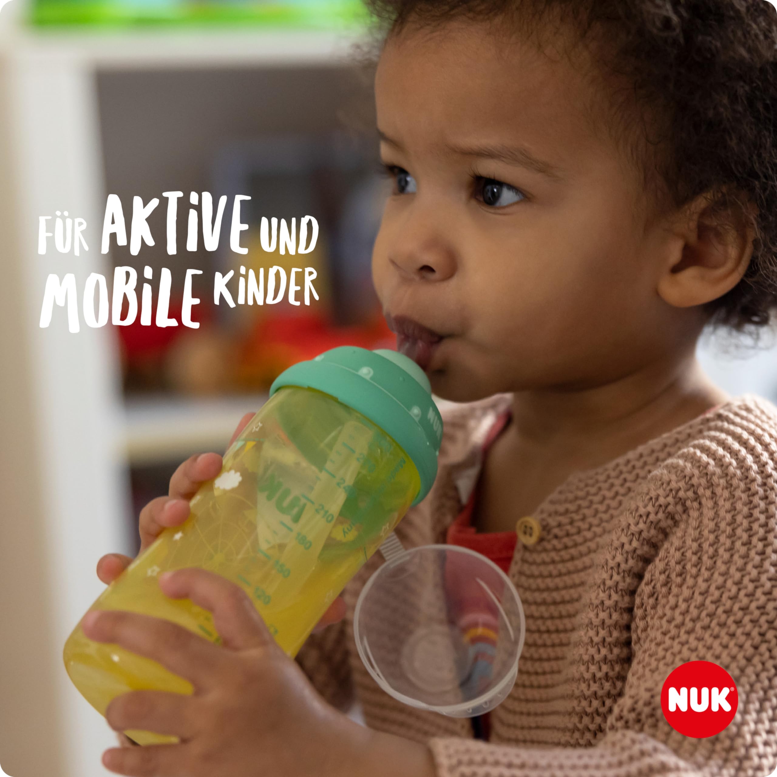 NUK Flexi Cup Trinklernbecher für Kleinkinder | 12+ Monate | 300 ml | Auslaufsicherer, weicher Trinkhalm | Clip & Schutzkappe | BPA-frei | Blau 5