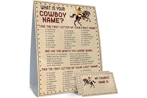 BIRTDERR What's Your Cowboy Name Game, 1 Game Sign and 30 Name Stickers, Birthday Games for Kids Party,Camping Birthday Party Activity, Fun for Adults & Kids Game