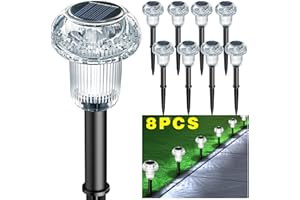 XPSCOCO Solar Lights Outdoor, 8 Pack Solar Lights Outdoor Waterproof fo Yard Pathway Path Walkway Driveway Lawn Garden Decor - Cool White