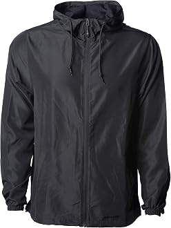 Global Blank Men’s Lightweight Windbreaker Winter Jacket Water Resistant Shell Black, X-Large