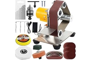 Abizarch Mini Belt Sander Multifunctional Electric Belt Grinder 7 Adjustable Speed Electric Polishing Sharpener Machine 120-1000 Grit Small Electric Sander with Sanding Belt Polishing Pad