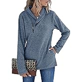 Romanstii Quarter Zip Sweatshirt for Women Fall Long Sleeve Cowl Neck Top 2025 Fashion Pullover with Pockets