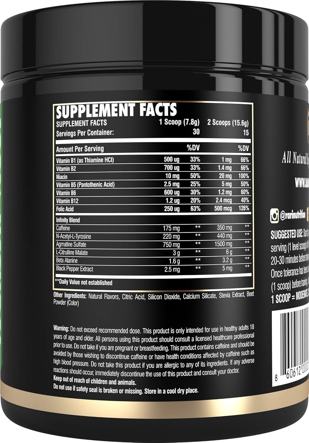 RARI Nutrition - Infinity Pre Workout Powder - Natural Preworkout Supplement for Men and Women - Keto and Vegan Friendly - No Creatine - 30 Servings - (Strawberry Lemonade): Health & Personal Care
