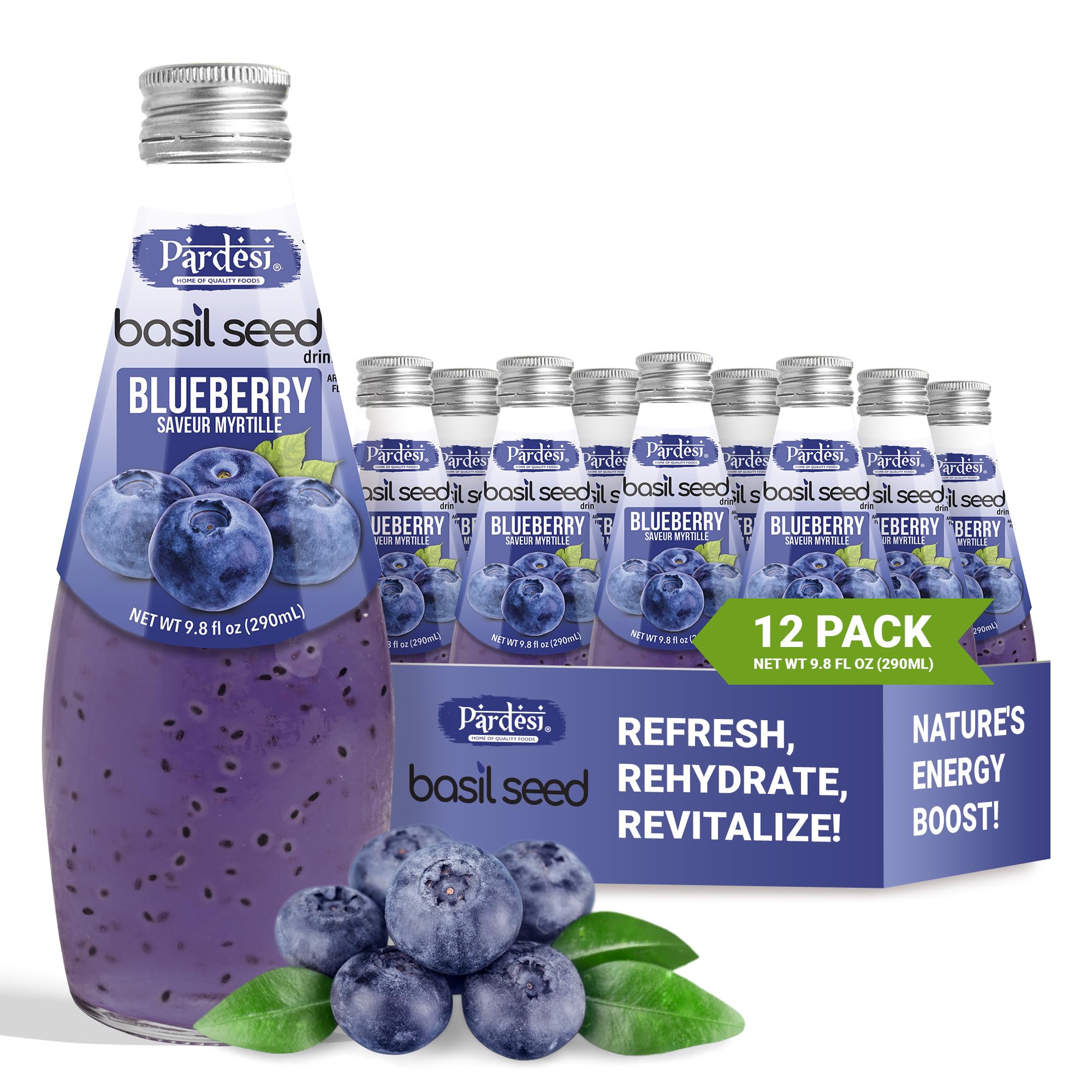 Pardesi Basil Seed Drink Blueberry Flavor 290ml 9.8