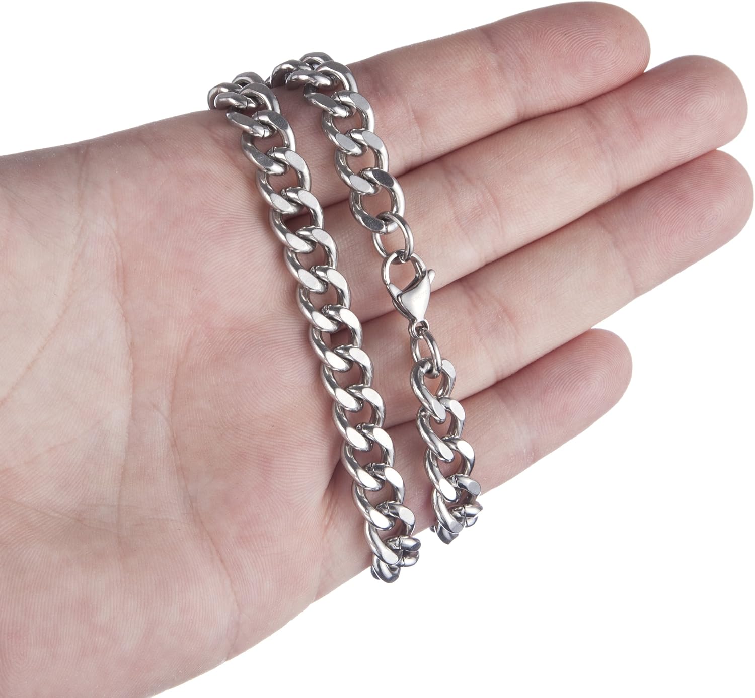 Silvadore 9mm Mens CHUNKY CUBAN Link Curb Chain Silver Necklace - Image 3