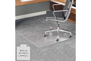 YOUKADA Office Chair Mat for Carpet, Carpet-Protector, Transparent Carpet Floor Mat with Lip for Carpet, 34 x 43 inch/86 x 10