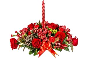 MERRY & BRIGHT CHRISTMAS FRESH FLOWER CENTERPIECE | Designed by Arabella Bouquets | Gifts for Christmas, Holiday Flowers