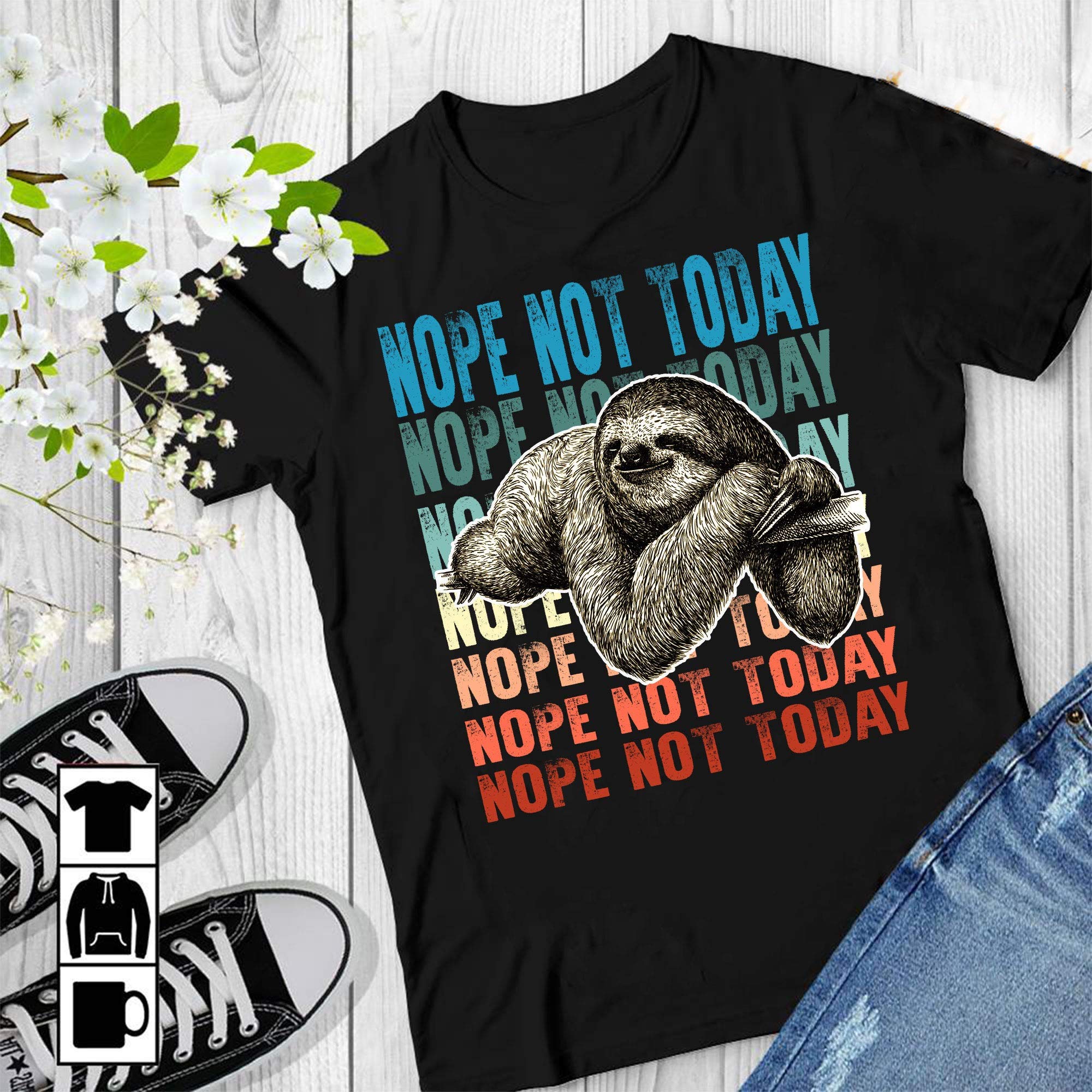 Nope Not Today Sloth Short-sleeve Unisex T-shirt Sloth Lover Funny Sloth Funny Graphic Tee