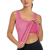 Cestyle Womens Yoga Workout Tank Tops with Built in Shelf Bras Summer Loose Fit Racerback Tank Top