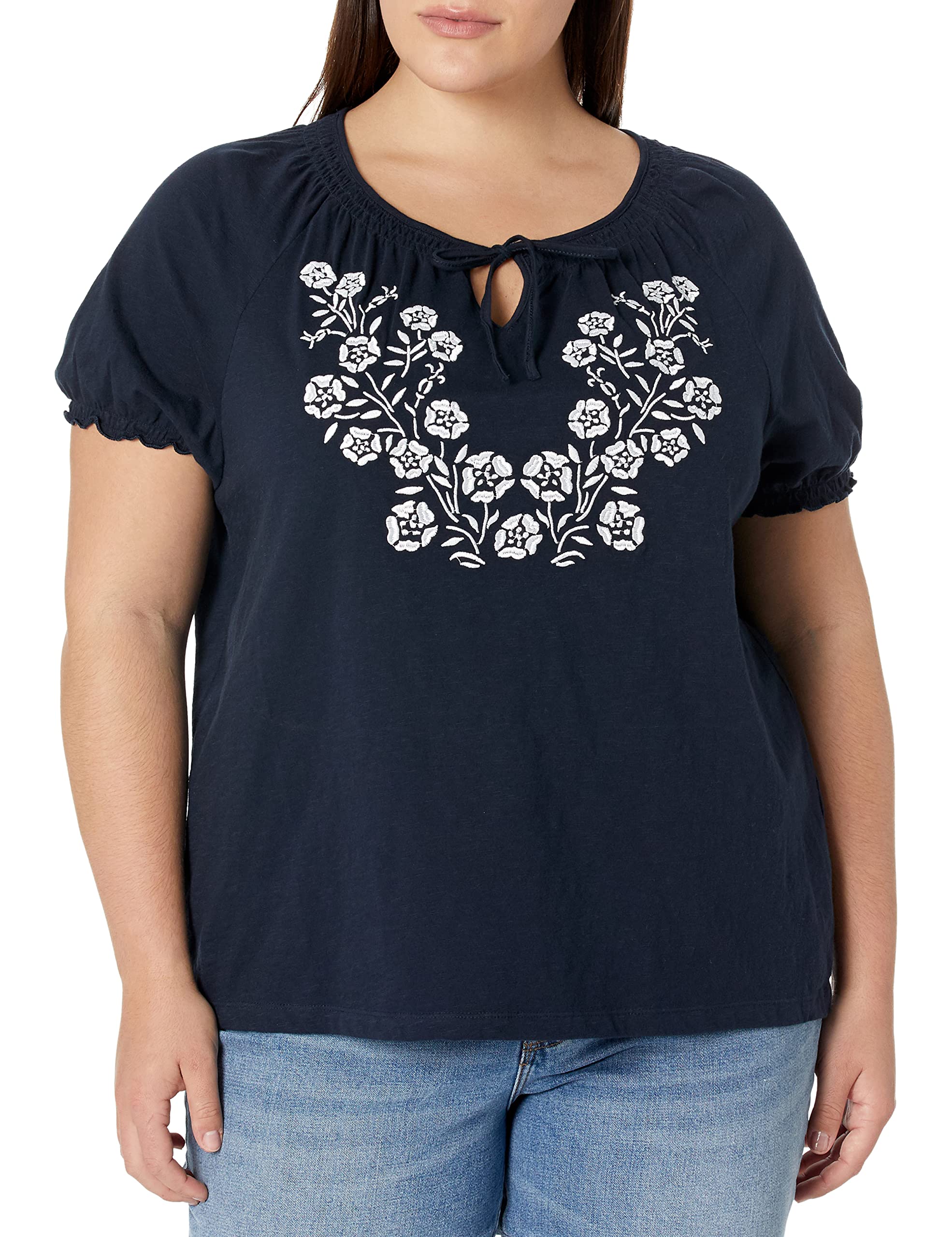 Photo 1 of Tommy Hilfiger Womens Casual Off The Shoulder Short Sleeve Top T-Shirt, Sky Capt, 0X US