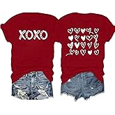 Valentines Shirts for Women Valentines T Shirt Cute Love Heart Print Graphic Tee Casual Lover Gift Blouse Tops
