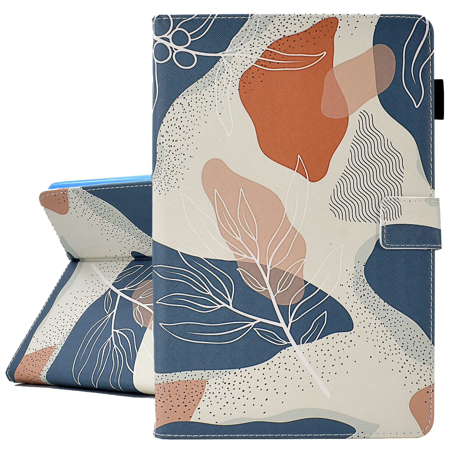 Ausmix iPad 9th/8th/7th Generation Case - 10.2 inch PU Leather Smart Cover With Auto Wake/Sleep, Graceful Leaves