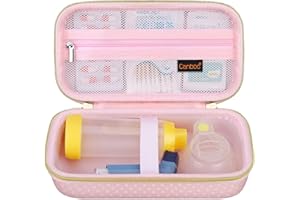 Canboc Carrying Case for Asthma Inhalers, Handheld Spacer for Kids and Adults, Face Masks, Space Chamber, Inhaler Spacer Case with Mesh Pocket fit Medicine and Other Essentials, Pink (Case Only)