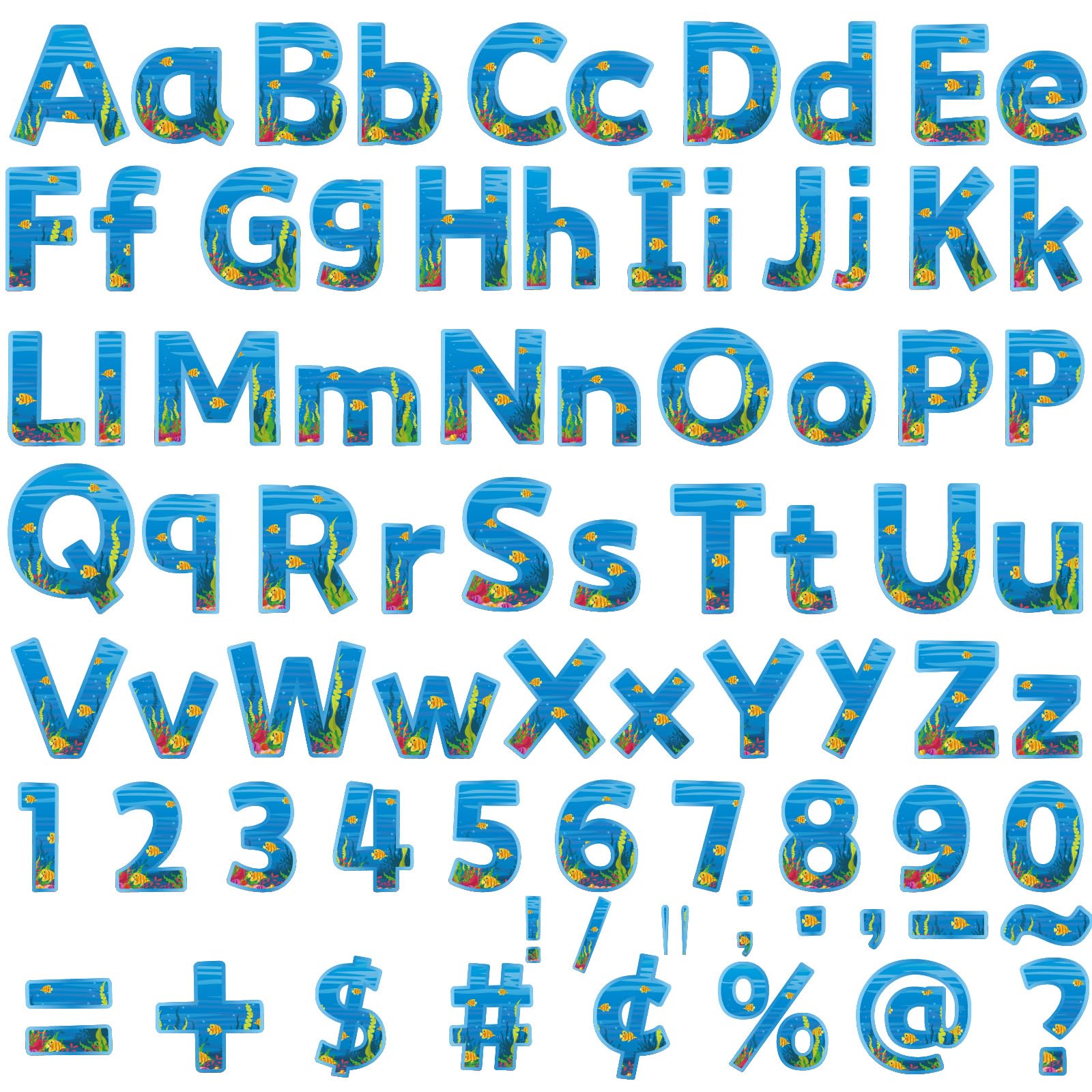Photo 1 of 266 Pcs Letters Combo Pack Set Bulletin Board Letters Under The Sea Letters and Number Accents for Kids Bulletin Board Display Home School Classroom Decor