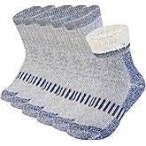 Santgoo Kids Merino Wool Hiking Socks 3 Pairs,Thermal Crew Socks for Boys & Girls,Thick Warm Cushioned Sole 4-10 Years