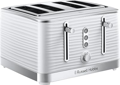 Russell Hobbs Inspire 4 Slice Toaster Extra Wide Slots 1800W White
