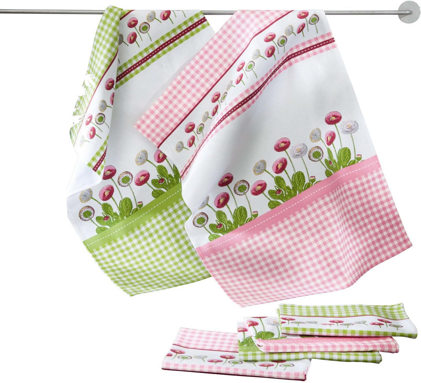 Amazon De Erwin Muller Geschirrtuch Kuchentuch Saugstark Strapazierfahig 6er Pack Baumwolle Grun Rosa Grosse 50x70 Cm