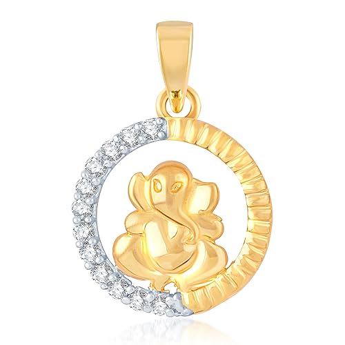VK Jewels BAL GANESHA Gold and Rhodium Plated Alloy God Pendant for Men & Women made with Cubic Zirconia - PS1017G [VKP1017G]