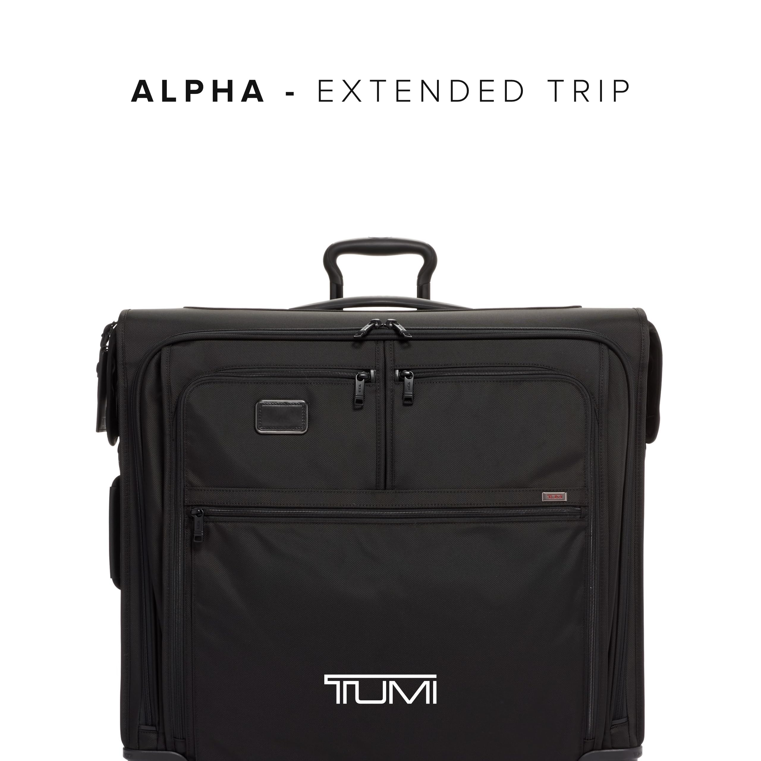TUMI Alpha Extended Trip 4 Wheeled Garment Bag - 4-Wheeled Clothing Bag for Hanging Suits, Dresses & Coats - With TSA Lock - Black