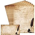 Paper Master Vintage Stationary Set, Old Fashion Letter Writing Stationary Paper and Envelopes Set, 48 Sheets Feather Stationery set with 24 Envelopes, 8.5x11 inch