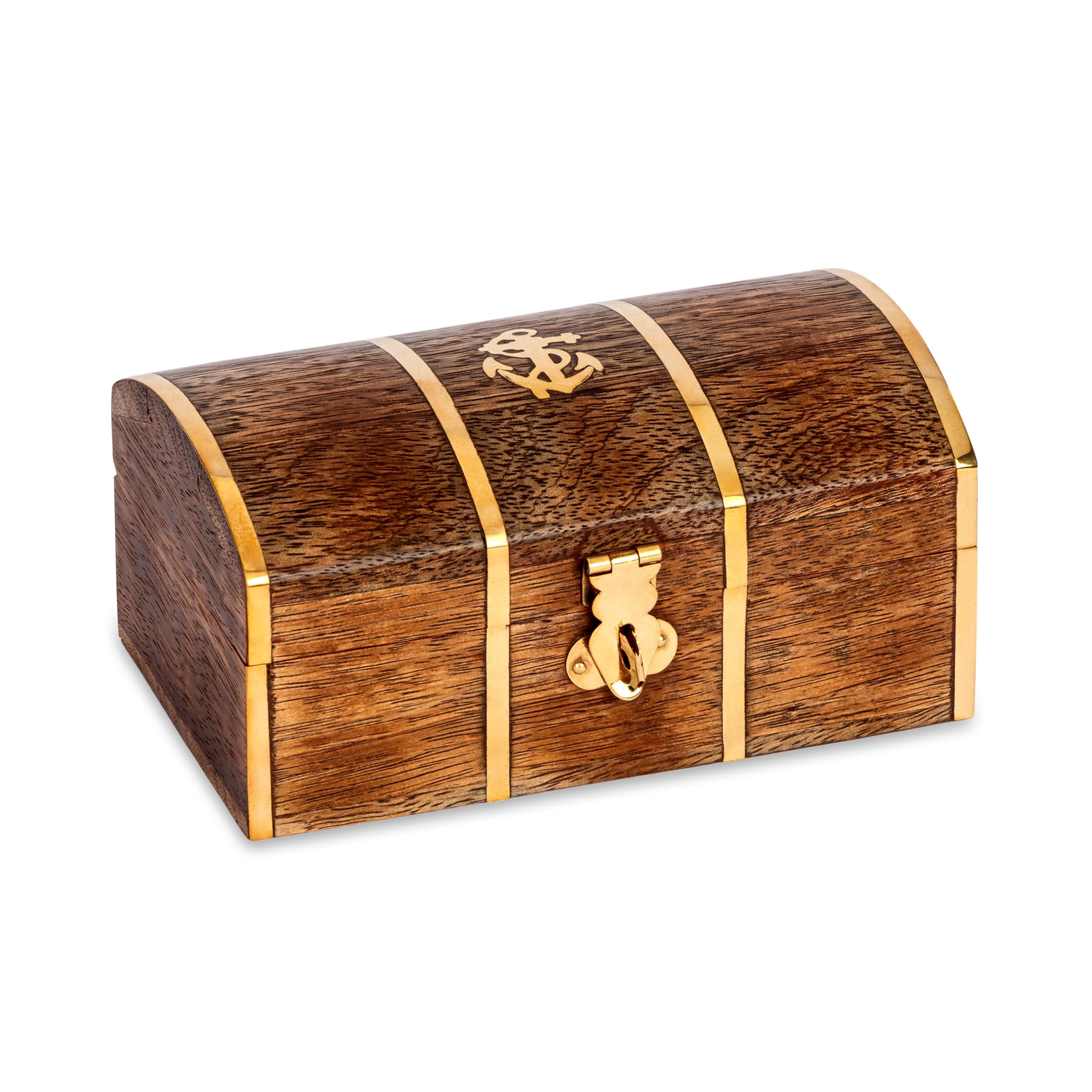 NKlaus Maritime Treasure Chest Real Wood and Brass 14 x 8 cm Treasure Box 14621