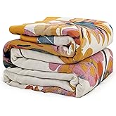 MSGKV Boho Throw Blanket 60''x80'',100% Cotton Blankets for Couch Bed,Cotton Quilt Travel Muslin Blankets Farmhouse Home Decor Soft Lightweight Picnic Blanket