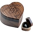 URBAN KRAFTS Engagement Ring Box for Proposal Pocket Size Walnut Wooden Heart Engraved (It Was Always You)