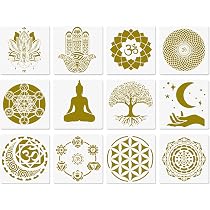 Amazon.com : Sacred Geometry Stencils, 12 Pcs Yoga Stencils, Om ...