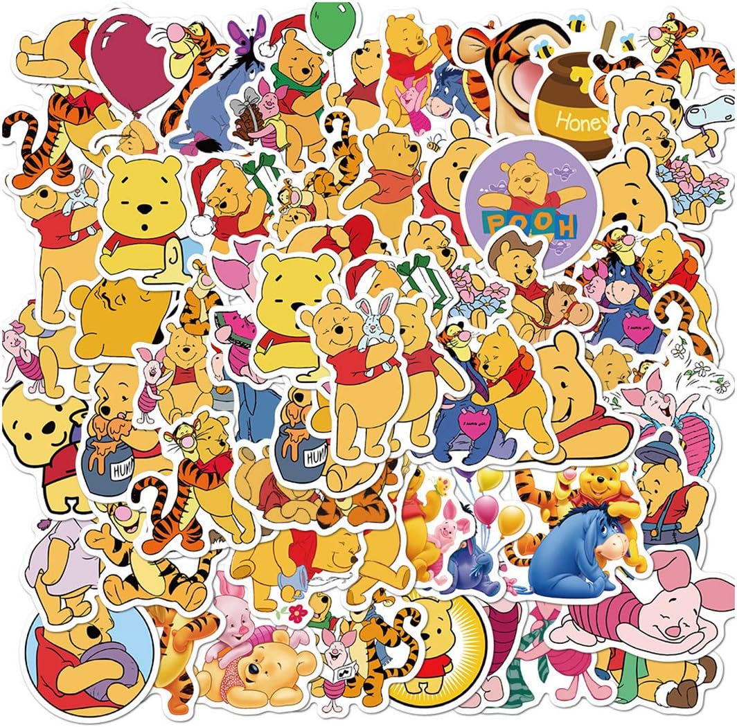 ARPA 50Pcs Winnie The Pooh Eeyore Tigger Stickers for Laptops Books Cars Motorcycles Skateboards Bicycles Suitcases Skis Luggage Cup Hydro Flasks etc DJHSL