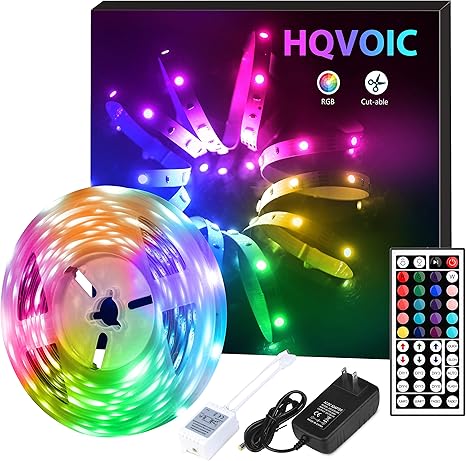 hqvoic tira de luces led de 16 4 pies de cinta de luces que cambian de color 5050 rgb led tiras de luz kit con control remoto para iluminacion del