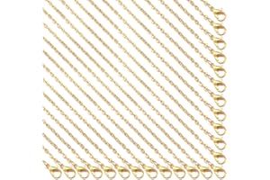 Forise 24pcs Necklace Chains Bulk 2mm Gold Plated Alloy Cable Links Chains for DIY Jewelry Making 18 Inches