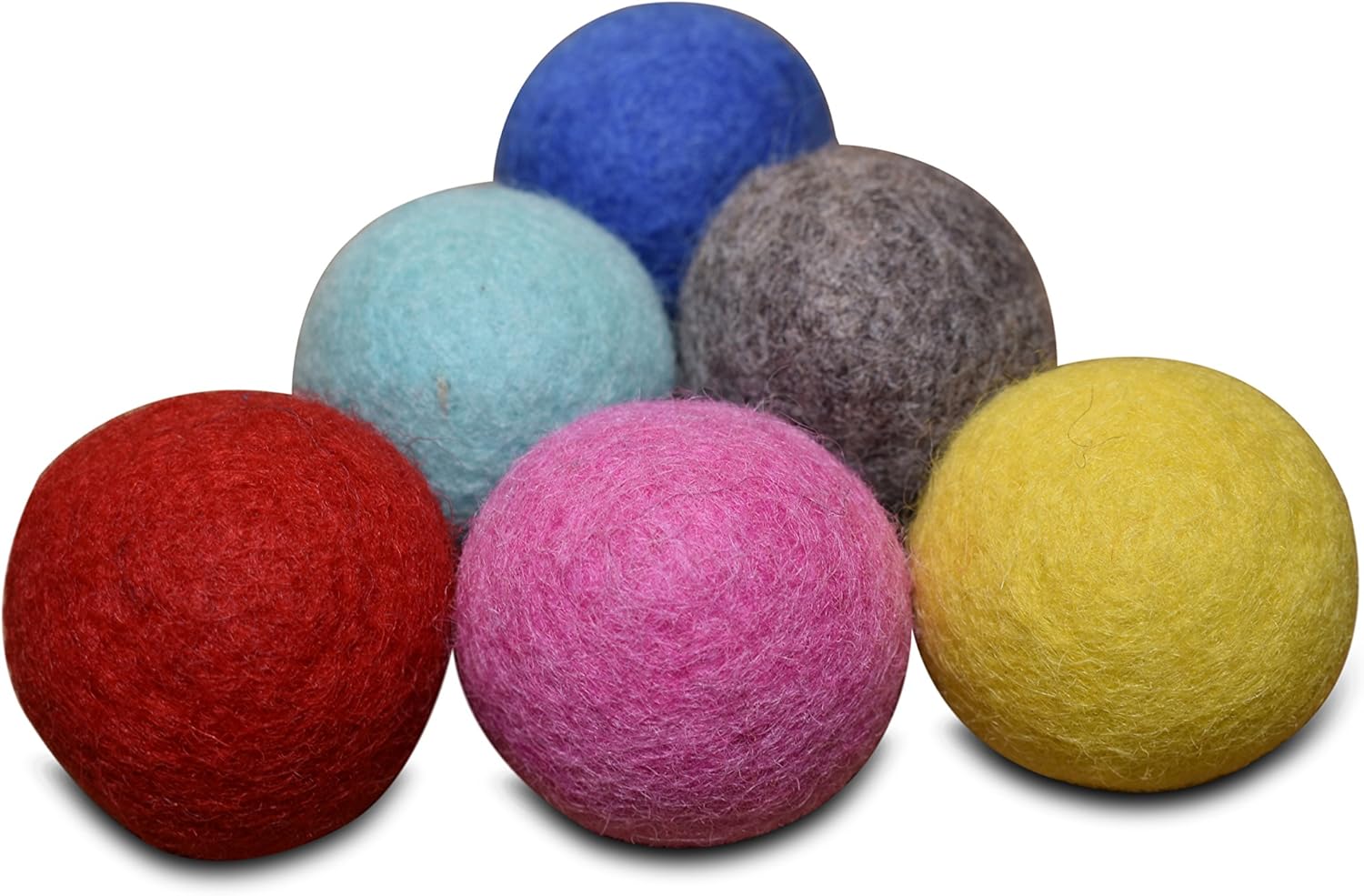 Comfy Pet Supplies Set of 6-100% Wool Felt Ball Toys for Cats and Kittens, Handmade Colorful Eco-Friendly Cat Wool Balls (4cm, Gray Mint Blue Red Pink Yellow) : Pet Supplies