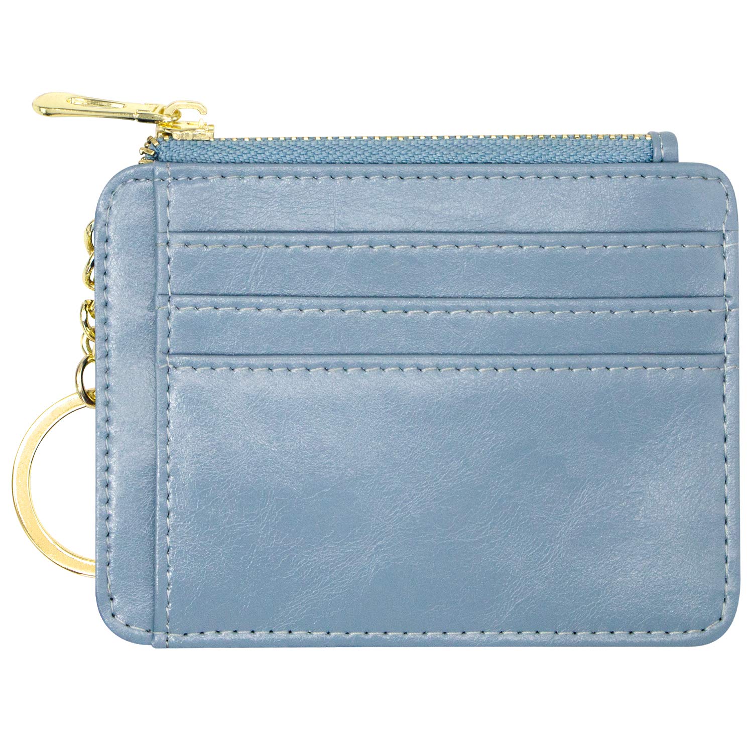padike Womens Slim Credit Card Holder Mini Front Pocket Wallet Coin Purse Keychain (Azure)