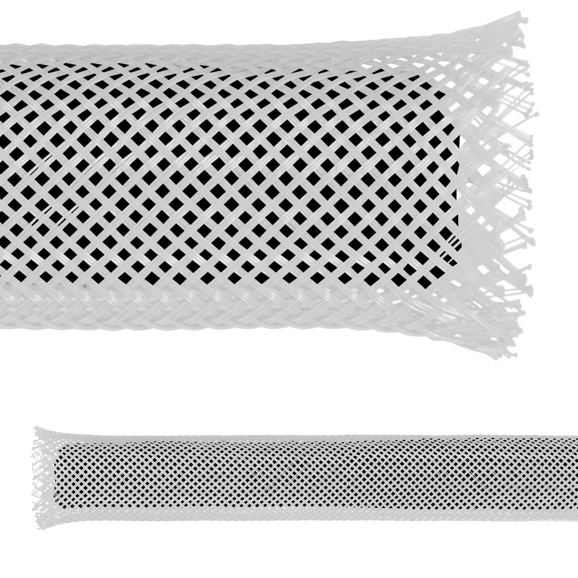 Electriduct 1/8" PET Expandable Braid Sleeving Flame Retardant Flexible Wire Mesh for Cord Management and Cable Protection - 10 Feet - White