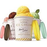 16 oz Ice Cream Containers with Airtight Silicone Lids ( 4-Pack ) Homemade Ice Cream Container perfect for storing Gelato, Sorbet & Frozen Yogurt, Reusable 1 Pint Ice Cream Container with Lids