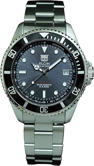 Amazon 無限太陽エネルギー エルジン New ソーラー ダイバー Fk1426s B 安心のプレミアム２年間 メーカー保証 ムーズメント 日本製 メンズ腕時計 腕時計 通販