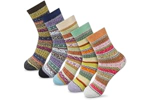 Women Casual Socks Novelty Gift Socks Vintage Soft Cute Patterened Crew Socks 5packs