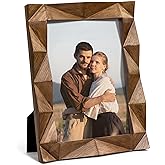 Sonefreiy 5x7 Picture Frame, Wooden Farmhouse 5 x 7 Photo Frame Handmade Carved Design with Rustic Walnut-colored Finish Gifts for Mom Dad Grandma Women Friends Family