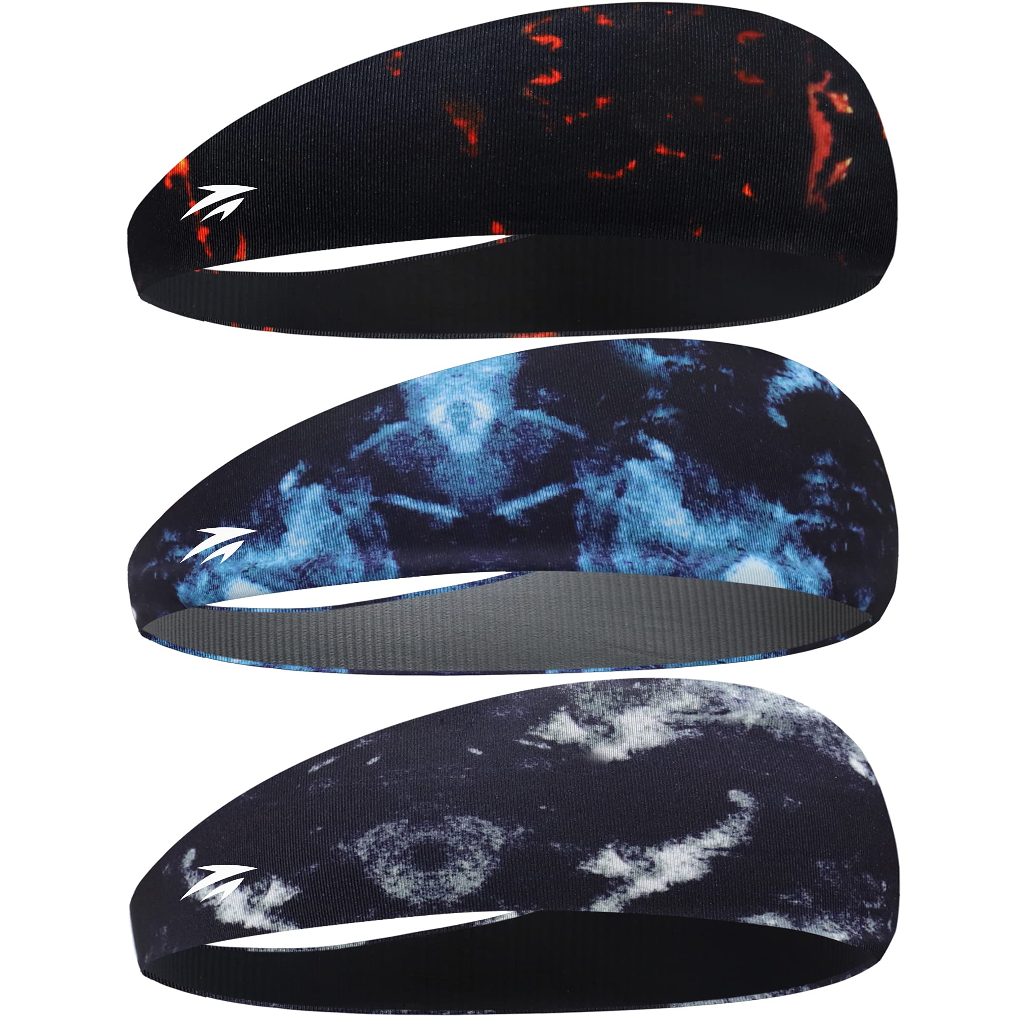 Zollen Mens Headbands 3 Packs Guys Sweatband and Sports Headband for Men for Running, Cross Training, Racquetball, Working Out