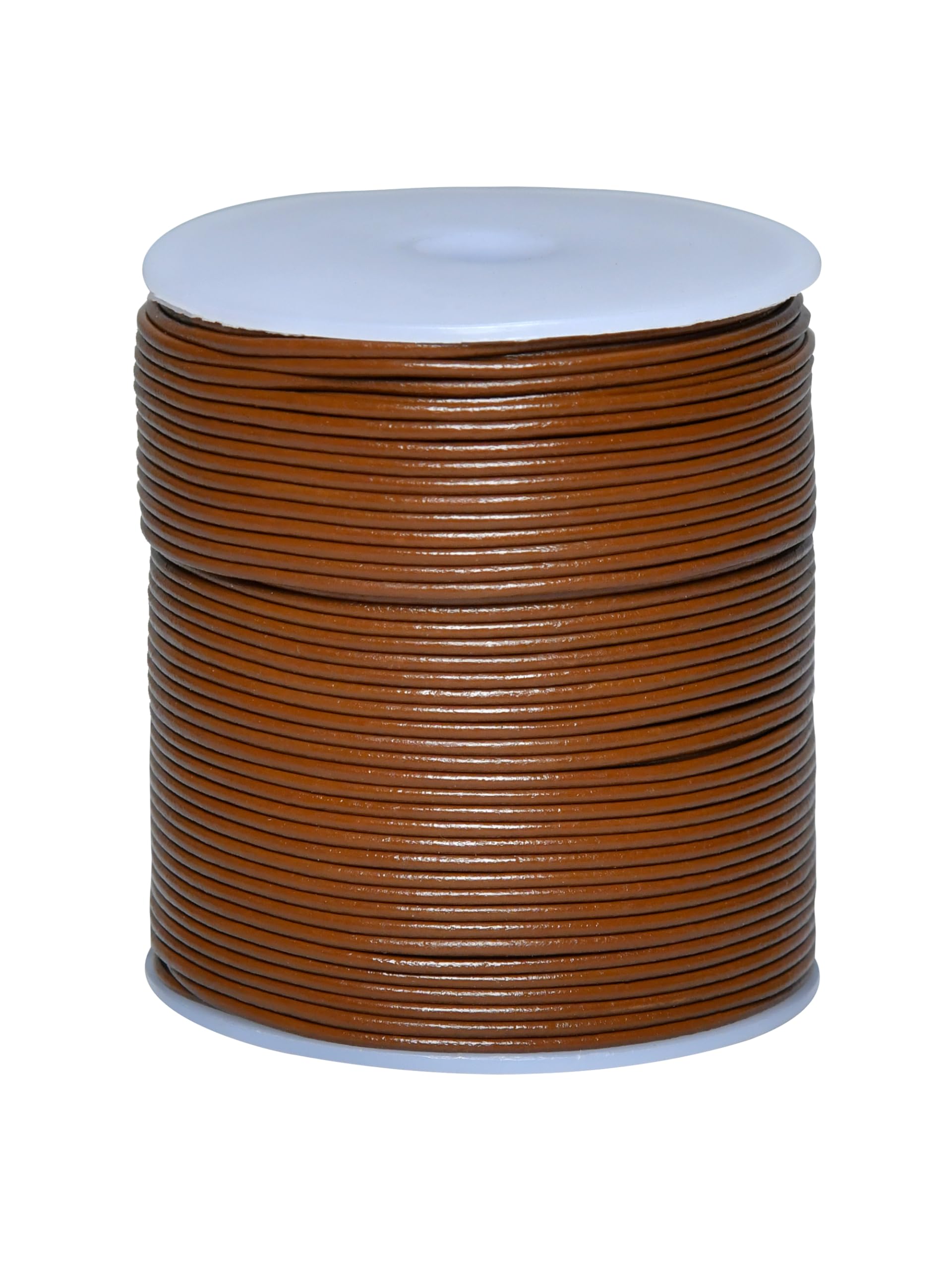 Cords Essentials Round Genuine Leather String Cord, Rope for Jewelry Making, Necklaces, Bracelets, Kumihimo Braiding, Wraps, Crafts and Hobby Projects (Light Brown, 1.5 MM)